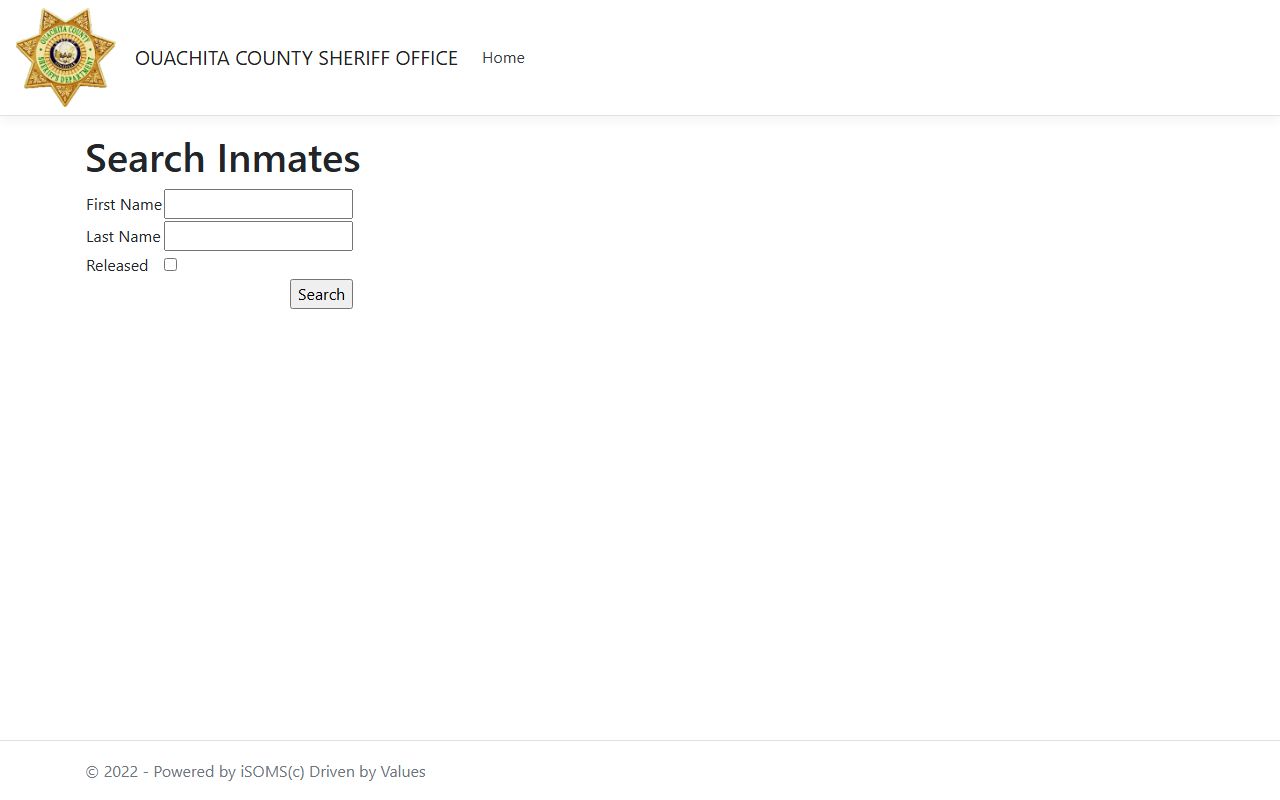 Ouachita County inmate records Search by Name form with Released checkbox